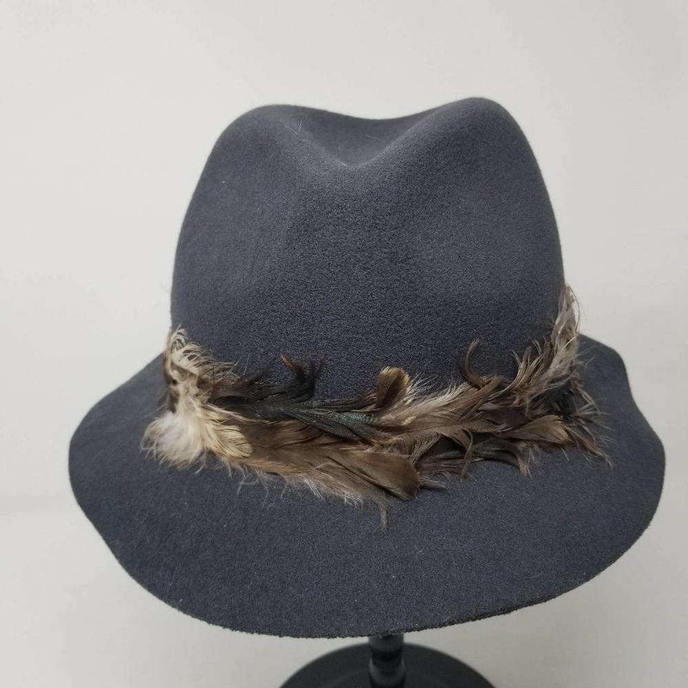 Hat Attack Gray Wool Fedora With Feather Band - image 2